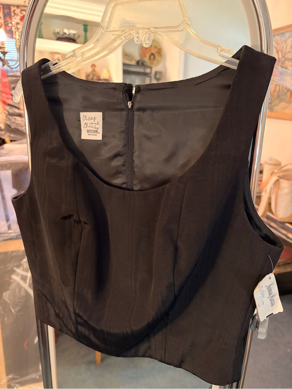Moschino Black Sleeveless Cropped Tank Top
